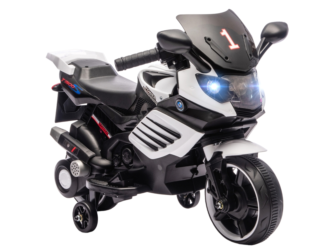 Motocicleta Eléctrica Infantil De 6v Con Ruedas Desmontables, Faros Delanteros Y Música Blanca.