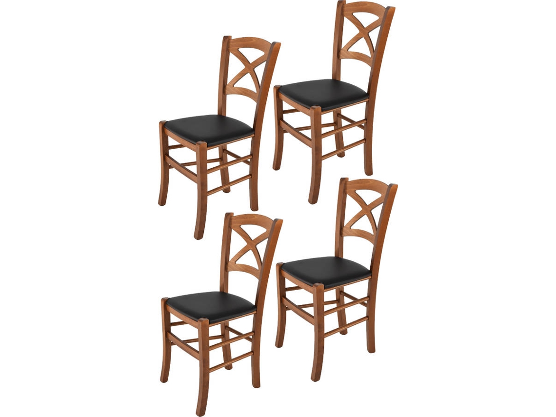 Conjunto de 4 Cadeiras T M C S Cross 332NO-110-PN901 (Castanho - 88x43x46 cm - Madeira)