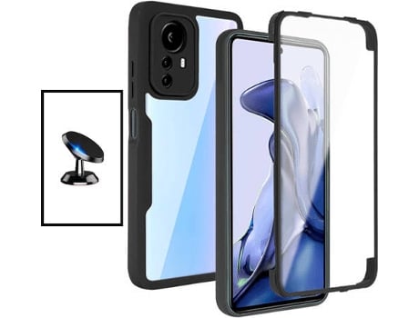 Kit Carcasa 360° Protección Frente y Verso + Soporte Magnético Xiaomi 12 Pro GIFT4ME Negro