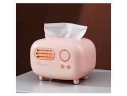 Caja De Almacenamiento De Toallas De Papel Con Forma De Radio Retro - Práctica Y Bonita - Regalo Creativo - Rosa