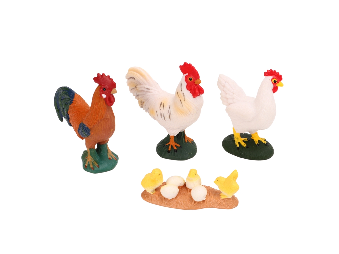 4 Piezas De Juguetes De Gallinas De Granja, Estatuas De Modelos Realistas De Gallinas, Gallos Y Pollitos.
