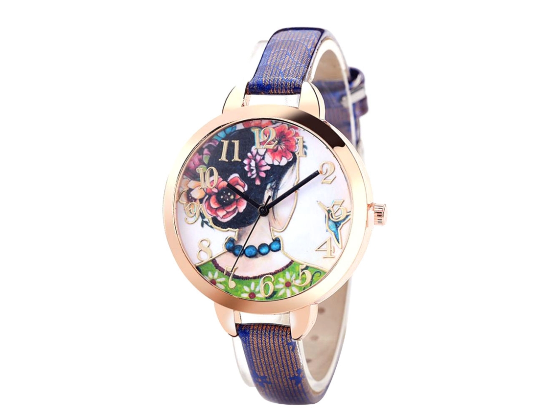 Reloj De Mujer Fanteeda De Aleación Con Correa De Pu, Esfera Redonda Con Números Romanos, Cuarzo (rojo)