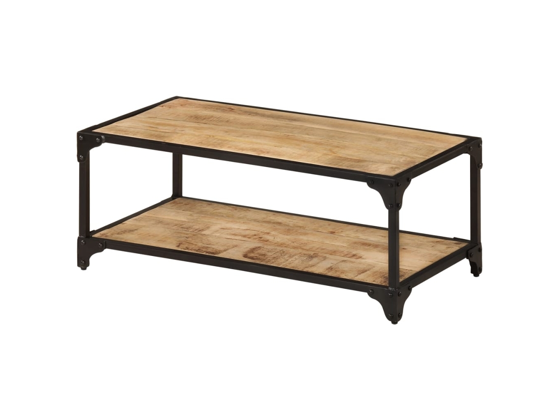 Mesa de Centro de Apoyo 90X45X35 Cm Madera de Manguera Áspera Maciza