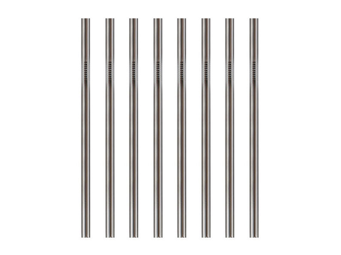 Juego de 8 pajitas reutilizables de acero inoxidable con cepillo de limpieza, arcoíris MEOIRUERY