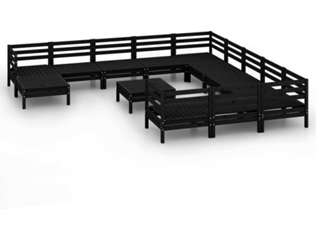 Conjunto 13 de muebles de jardín VIDAXL madera de pino maciza negro