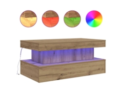 Mesa de centro con luces LED, roble artesanal, MAISON EXCLUSIVE (90x50x40 cm)