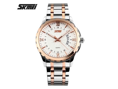 Relojes de Cuarzo para Hombre Relojes de Pulsera Impermeables con Fecha,Reloj Luminoso de Acero Inoxidable-Cinturón Dorado con Oro Rosa LUUCOZK