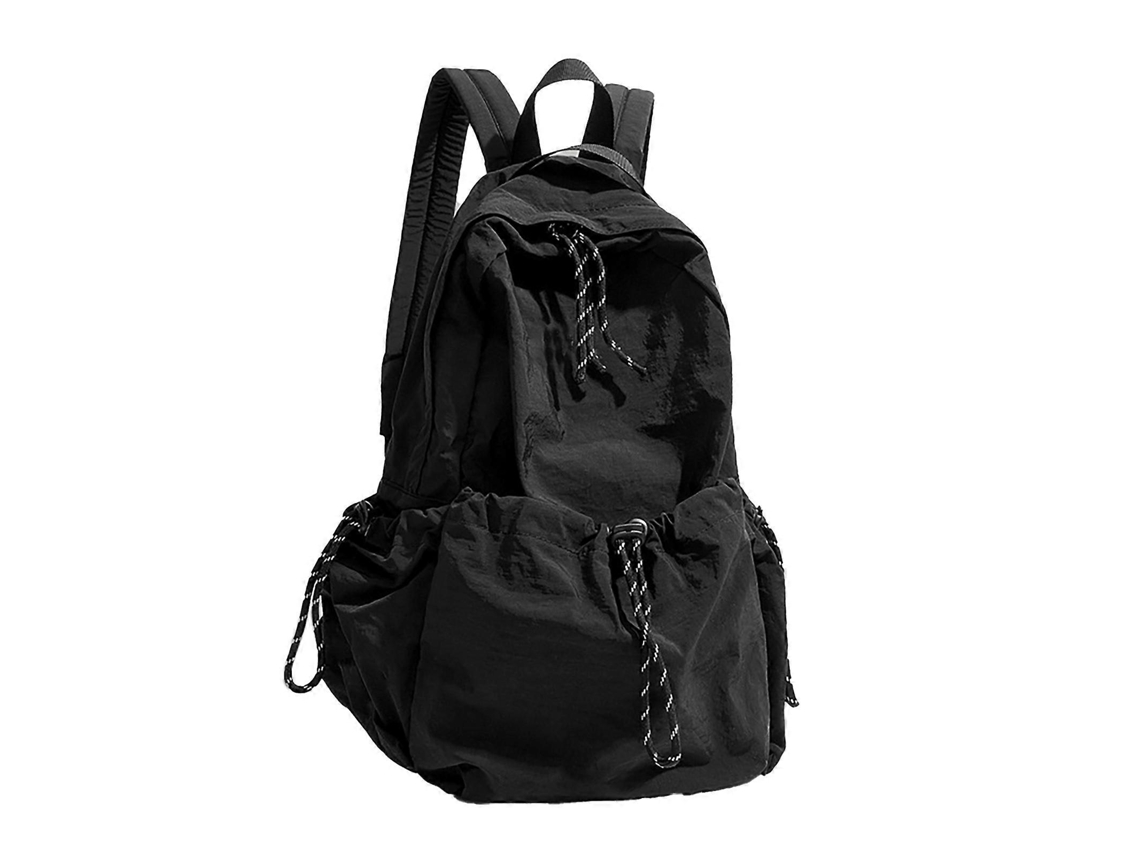 Mochila escolar multiusos de nailon con gran capacidad, diseño ergonómico, ideal para uso diario, perfecta para portátiles y uso general, negra.