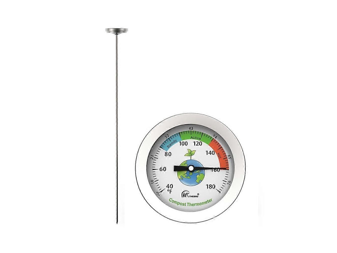 Termómetro de suelo con sonda de acero inoxidable, termómetro para fertilizantes, termómetro para alimentos con longitud extendida. GOKOCO