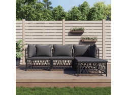 Juego Muebles De Jardín 4 Udsconjunto De Comedorconjunto De Descanso Y Cojines Acero Gris Antracita Cfw481036