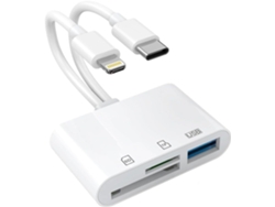 Lector de tarjetas SD USB para iPhone, conector Lightning CE dual USB, adaptador de cámara digital USB C para iPhone Cissoea22