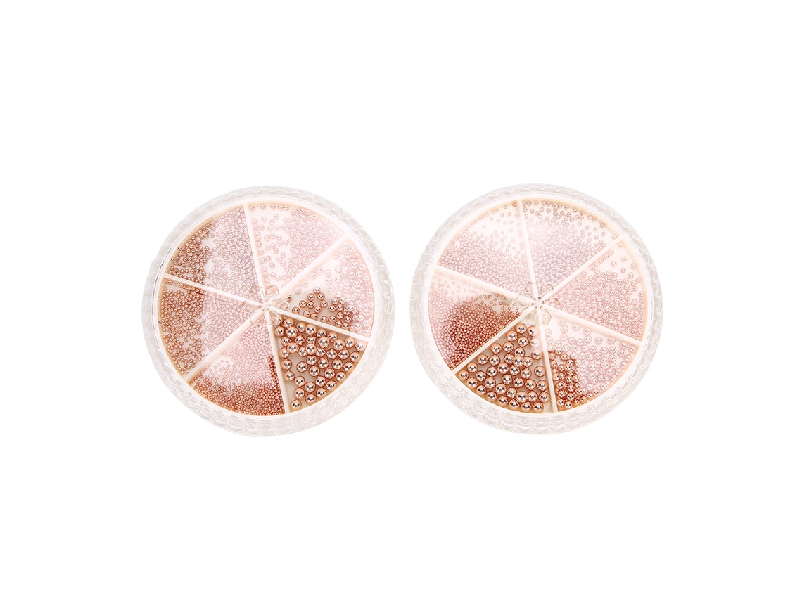 Caixas 6 Grades Pérolas Arte De Unhas Manicure Manuais Diy Decoração Acessórios Gz-02 Rosa Dourado