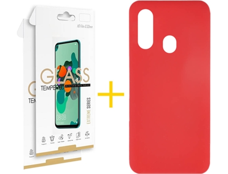 Carcasa + 2 Protectores de Pantalla Samsung A20e ACCETEL Rojo
