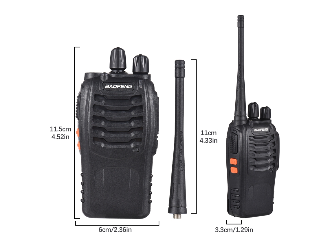 Walkie-talkies Aoresac Baofeng BF-888S (2 unidades), impermeables, recargables, largo alcance, con auriculares y transceptor.