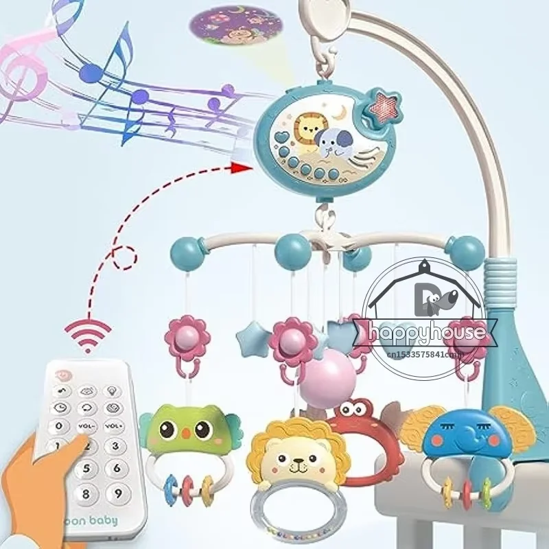 Adorno musical para cuna con proyección de luz y música, incluye control remoto. MDUG (azul)