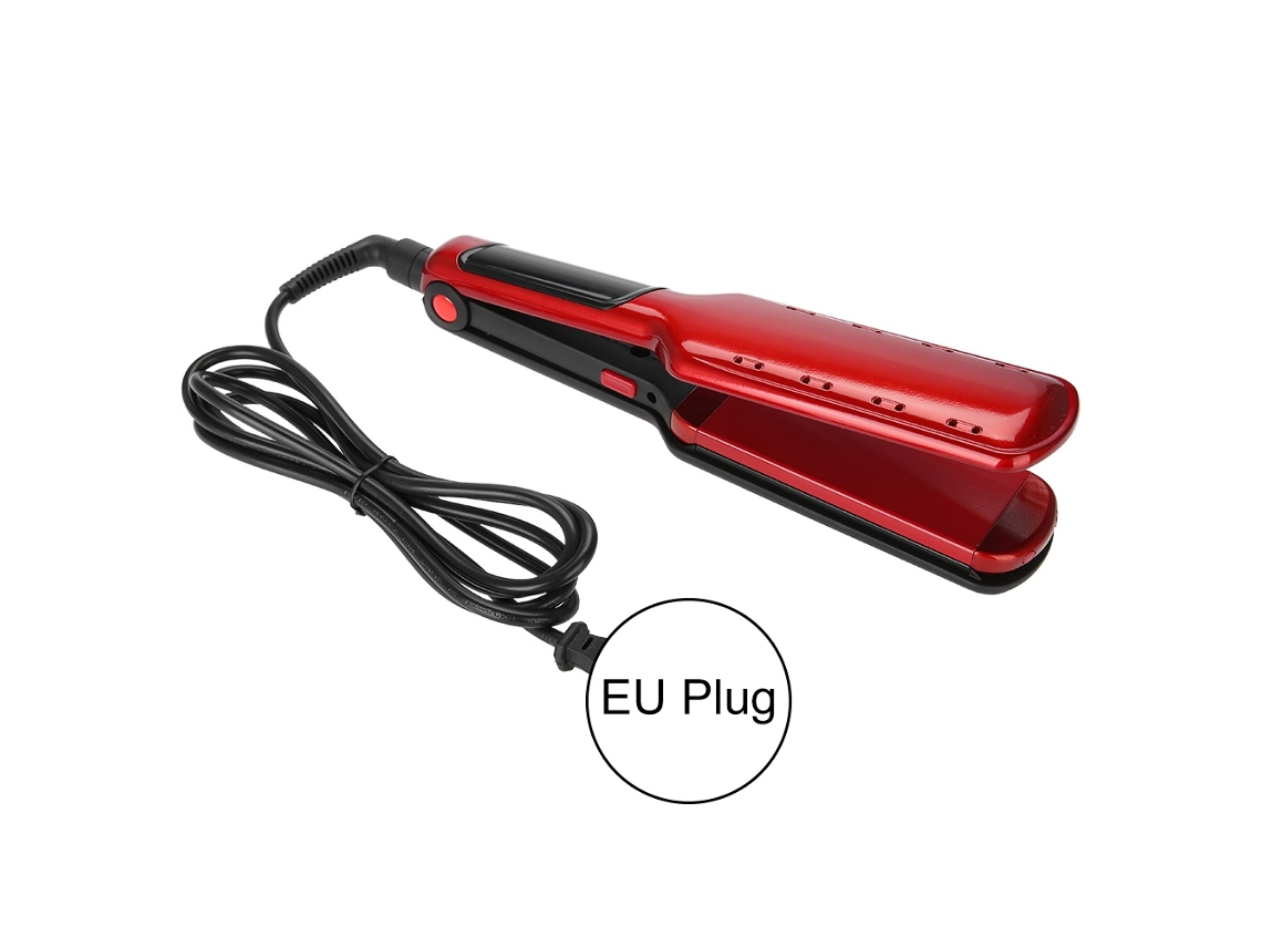 Plancha De Pelo 2 En 1 80-200℃ Plancha Recta Y Rizadora De Maíz Cerámica Rojo