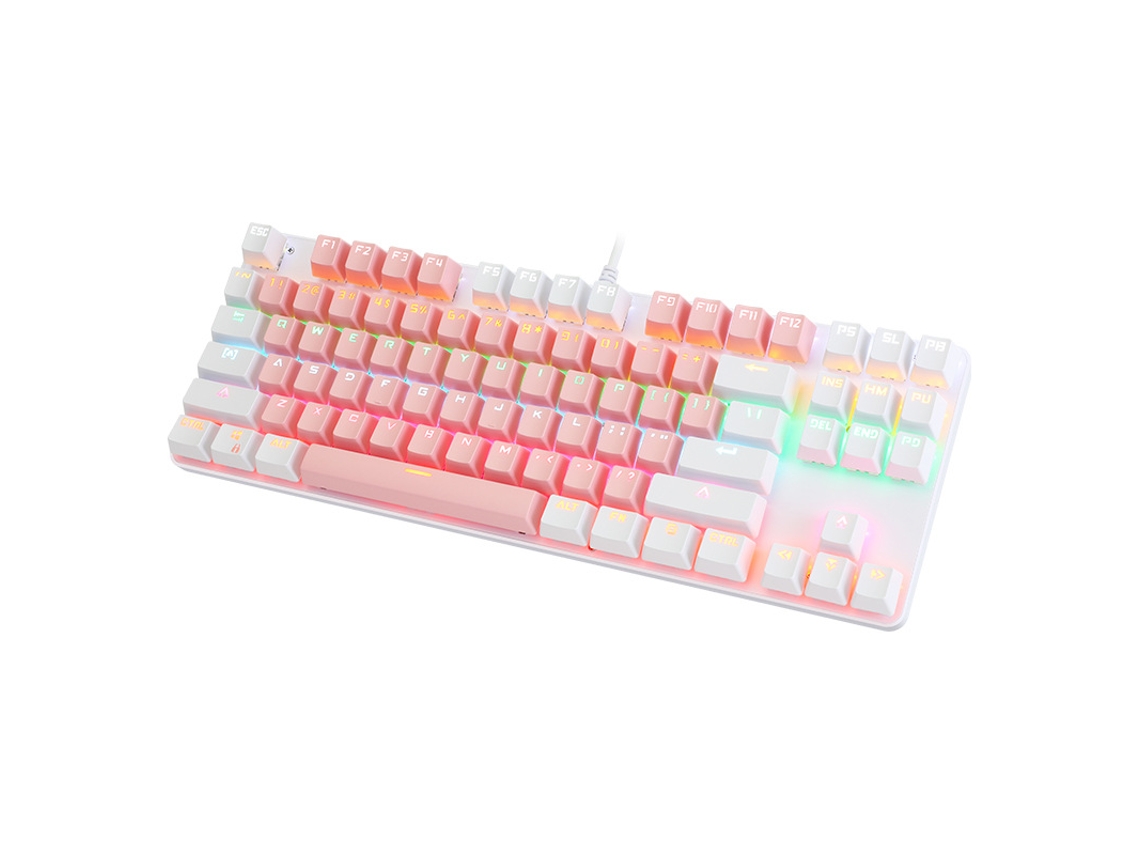 Teclado Gaming TRUMSEN K100 RGB (Mecânico - Português - Rosa )