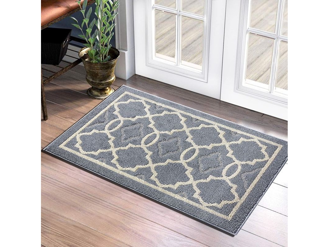 2026-tapete Antideslizante Absorbente Para Entrada, Lavable A Máquina, Interior Y Exterior, Gris Claro 50x80 Cm