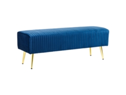 Banco BELIANI Paterson de Terciopelo Azul 118x40x42