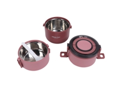 Fiambrera Portátil De Acero Inoxidable 304 Con Aislamiento De 3 Capas, Capacidad De 2200 Ml, Color Rojo.