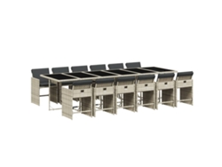 Maison Exclusive - Set Comedor Jardín Y Cojines 13 Pzas Ratán Sintético Gris Claro