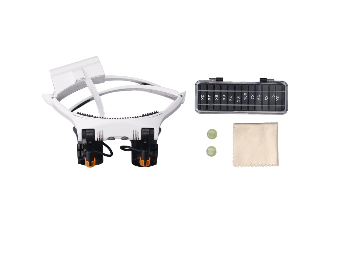 Lupa De Diadema Con Kit De Luz Led Fría Y Caliente 1.5x-10x Para Reparación De Circuitos Y Joyería