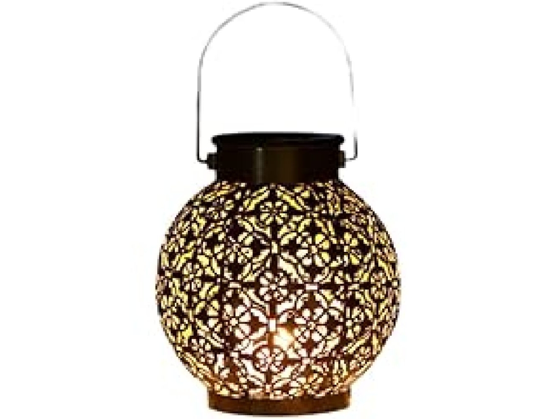RNEMITERY Elegante farol solar de cobre, luces decorativas para exteriores de construcción metálica, crea un ambiente romántico y se enciende automáticamente al
