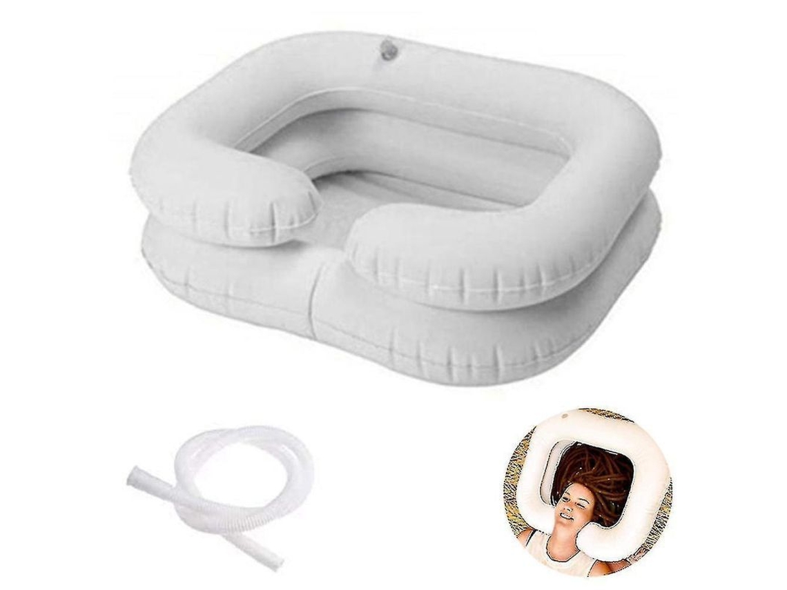 2026-19545-1 Pieza Bandeja De Champú Hinchable Para Cama, Tubería Profunda Anti-derrame, Pvc, 60x55x20cm, Blanco