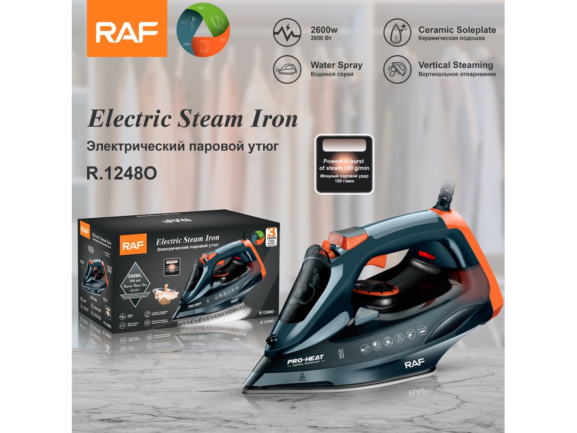 (Naranja) Cubo de plancha de vapor doméstico Euro Meter - Plancha de mano portátil - Multifuncional de tres velocidades