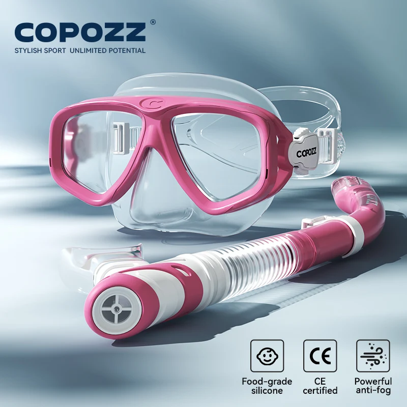 Máscara De Buceo Profesional (rosa Transparente), Antivaho, Con Cristal Templado, Unisex.