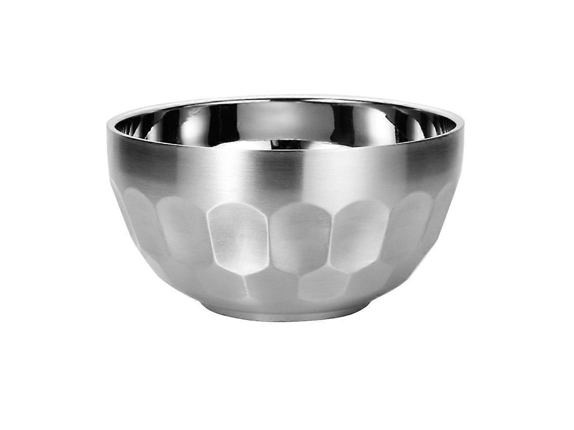 Cuenco De Acero Inoxidable 304 Con Doble Capa De Aislamiento Térmico Y Engrosamiento Para Comida Y Ensalada Webake (plata 13,8 Cm)