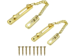 2 Cadenas Metálicas Antirrobo De Acero Inoxidable Diseño Moderno Para Puertas Casas Y Hoteles (color: Dorado)