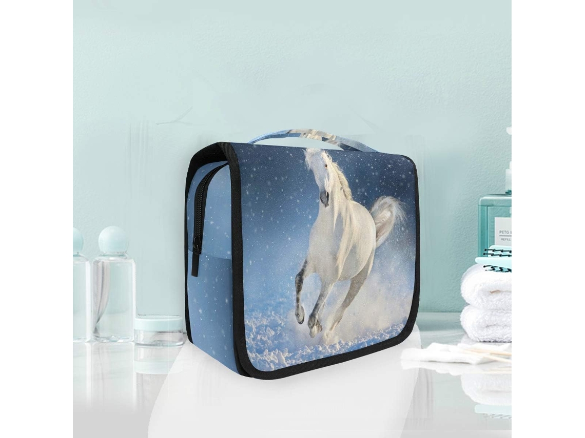 Neceser Cheval Blanc, neceser plegable con asas, tejido ligero con cremallera, bolsa de viaje plegable