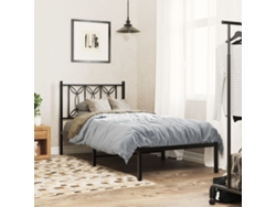 Estructura Cama Sin Colchón Con Cabecero Metal Negro 75x190 Cm