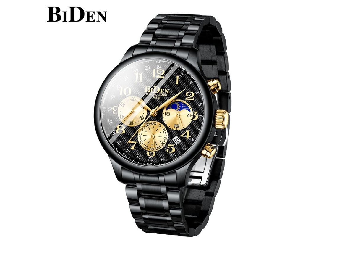 (oro Negro) Elegante Reloj De Negocios Para Hombre Con Segundero Pequeño, Reloj Cronógrafo De Cuarzo Deportivo Para Estudiantes Y Jóvenes.