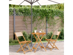 Pcs Conjunto This Bistro Tecido Y Madeira Maciça Beige Dkd Home Decor