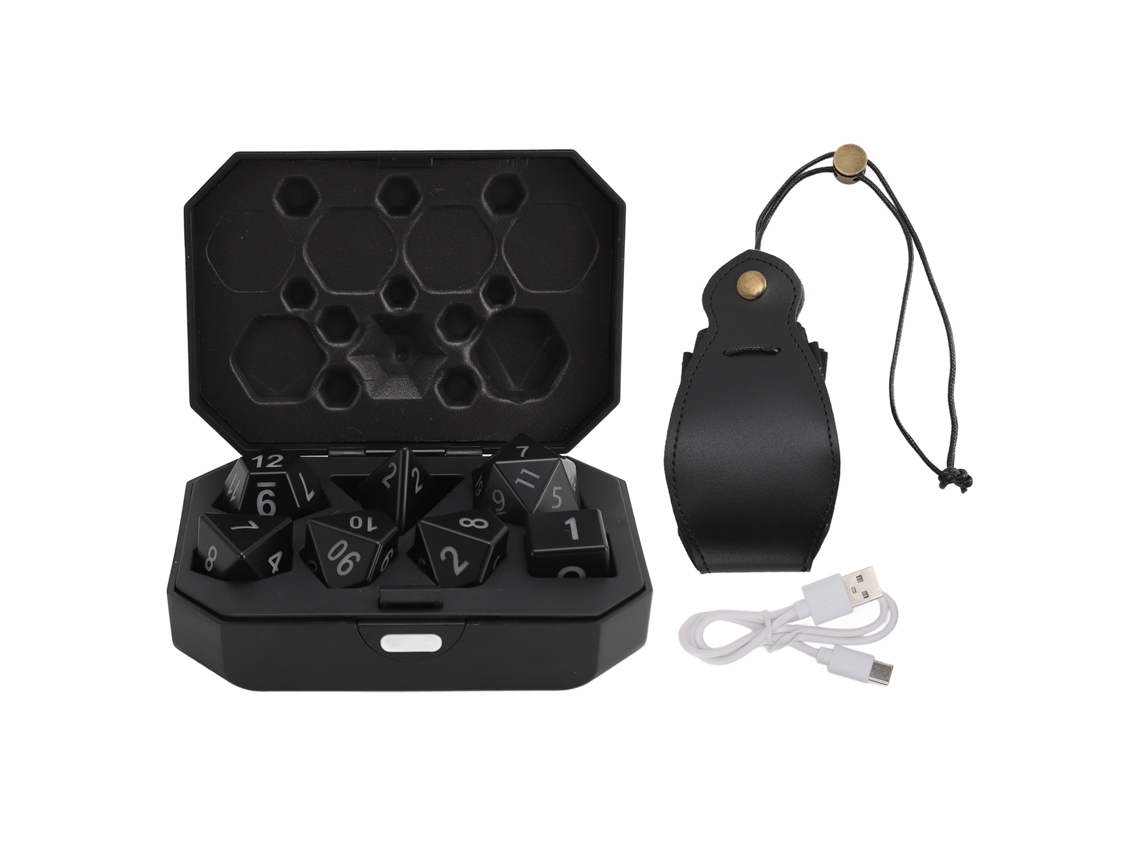 Mali conjunto de Dados Poliédricos Led Recarregáveis com Estojo de Carregamento para Jogos de Mesa 7 Peças