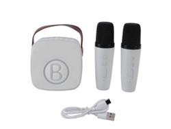 2026-máquina De Karaoke Mini Portátil Altavoz Bluetooth Inalámbrico Micrófono Para Niños Niñas 2 Micrófonos Blanco