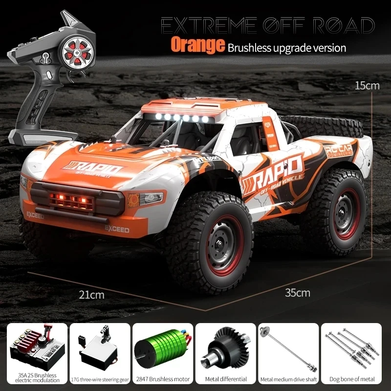 Carro de Controle Remoto 2.4grc, Velocidade Máxima de 70 Km/h, com Luzes MDUG (laranja)