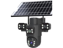 Cámara De Vigilancia Exterior Ptz De 6 Mp Con Energía Solar, 3 Lentes, Pantallas Y Sistema De Seguimiento.