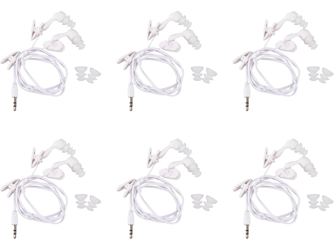 Auriculares Intrauditivos Impermeables (6 Unidades) Para Mp3 Y Mp4, Color Blanco.