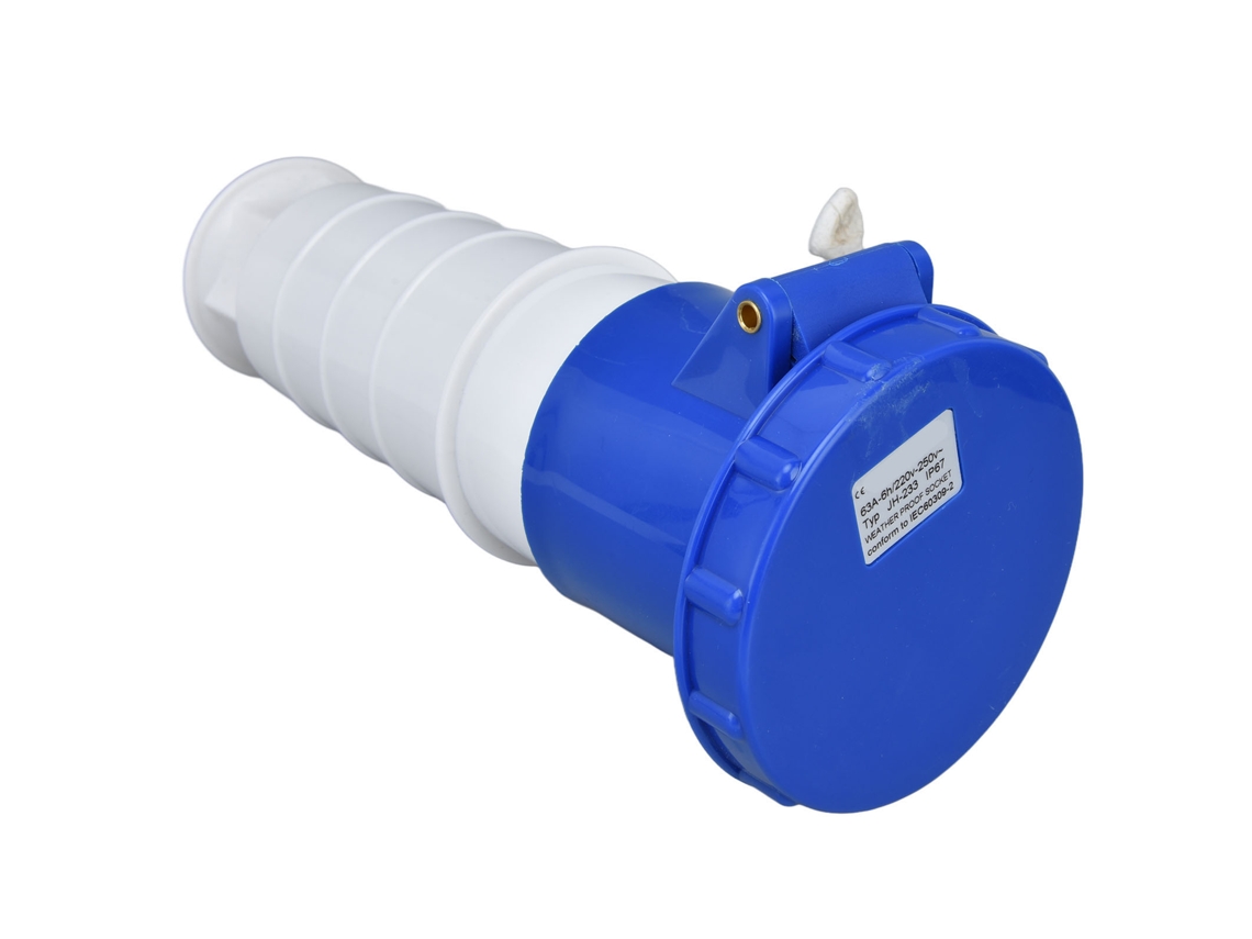 Conector industrial impermeable trifásico de 3 pines, 2 polos, 220-250 V, 63 A