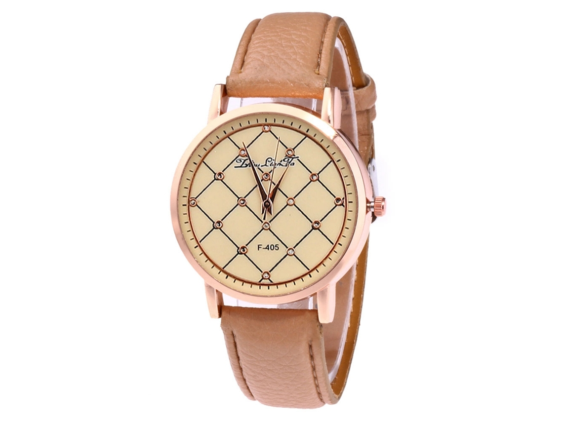 Reloj Casual Unisex Con Correa De Cuero Pu Y Dial De Patrón Personalidad (café Claro)