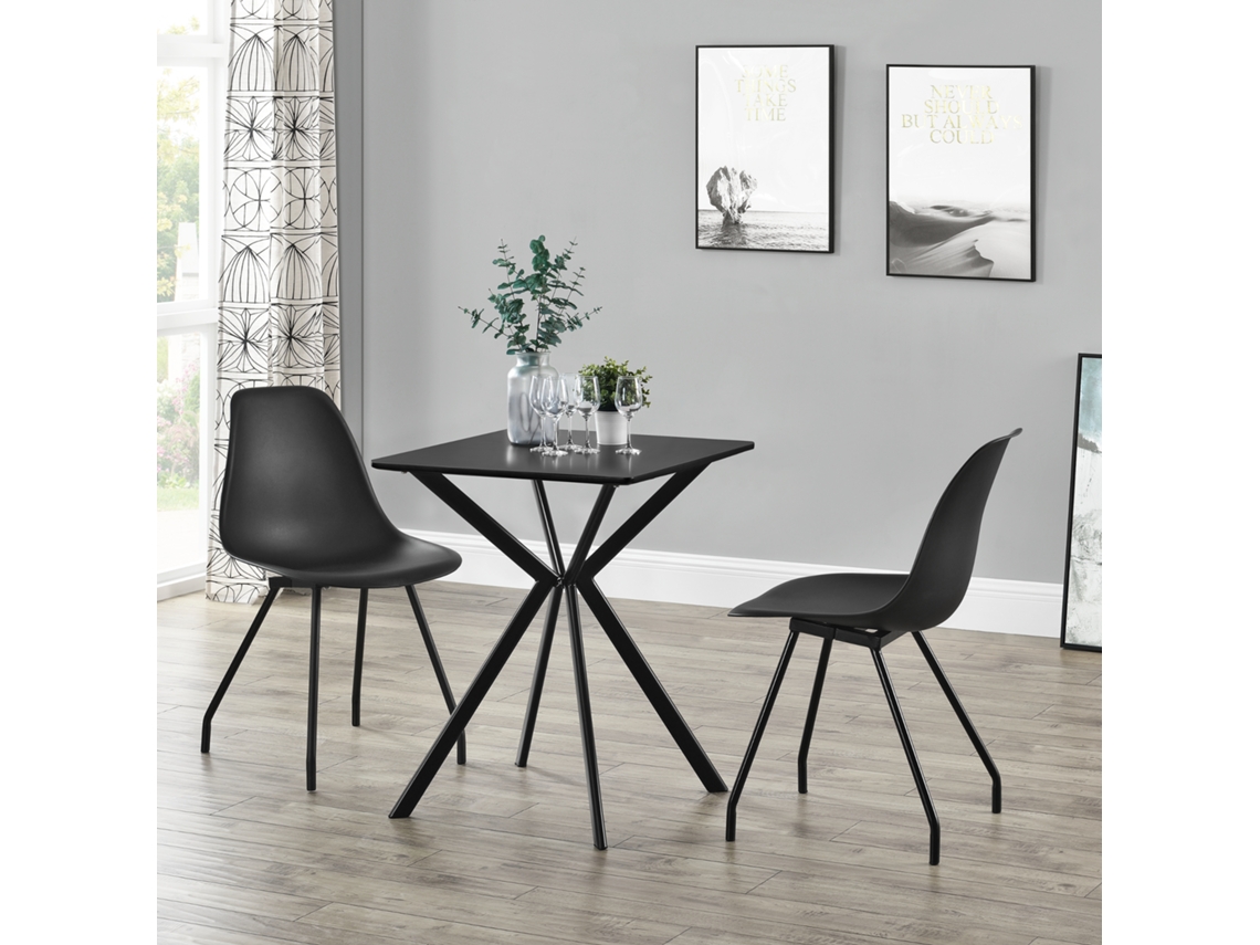 Mesa de Comedor [EN.CASA]  (Negro - MDF Lacado - 60 x 60 x 75 cm)