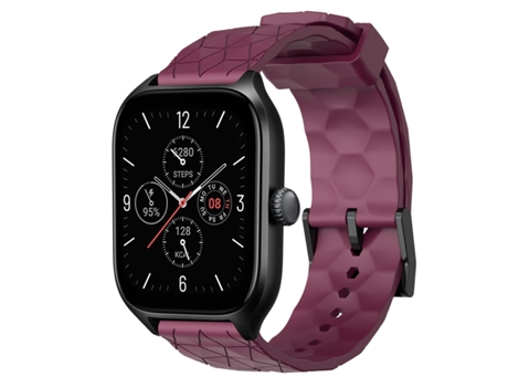 Correa Smartwatch para Amazfit GTS 4 20mm Silicona de Color Sólido con Patrón de Fútbol (Rojo Vino)