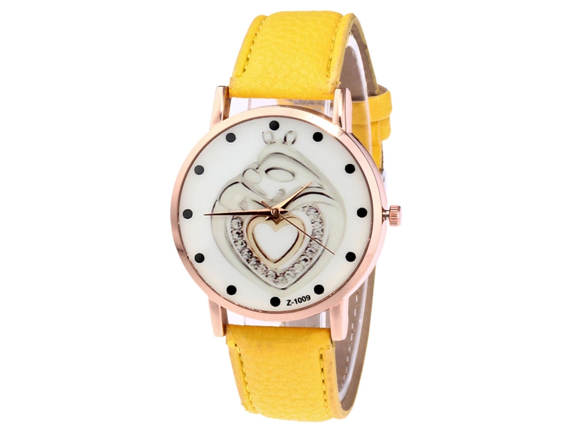 Reloj De Pulsera Unisex De Cuero Con Mecanismo De Cuarzo Para Hombre Y Mujer (amarillo)