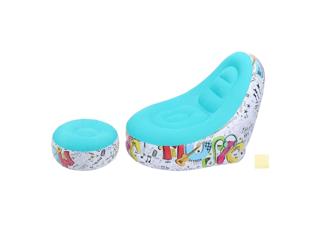 Silla Tumbona Inflable Scout, Portátil, Impermeable, Flocada, Plegable, Para Acampada Al Aire Libre, Color Cian