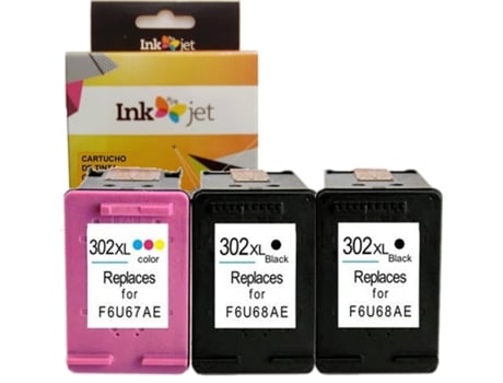 Pack 3 Cartuchos de Tinta Compatibles HP 302XL F6U68AE/F6U66AE F6U67AE/F6U65AE Alta Calidad