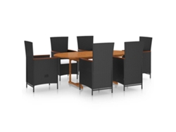Maison Exclusive - Juego De Comedor De Jardín 7 Piezas Ratán Sintético Negro