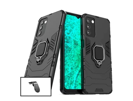 Kit Soporte Magnético L Safe Driving Coche y Funda 3X1 Military Defender Samsung Galaxy A03s PHONECARE Negro